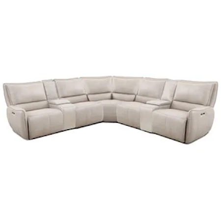 Contemporary 7-Piece Power Reclining Sectional with Power Headrests and USB Ports